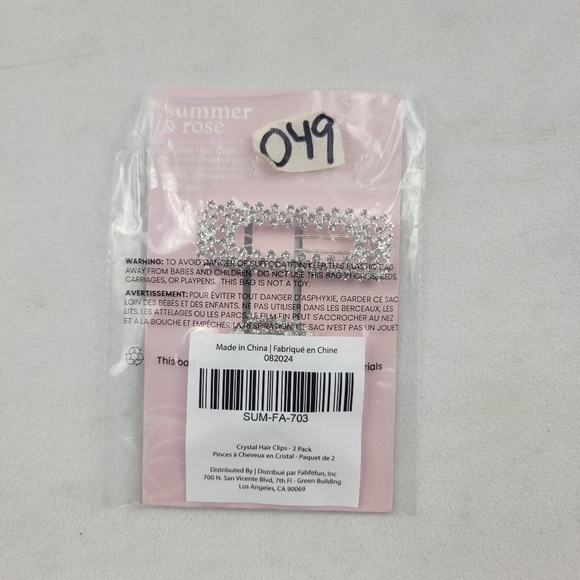 NWT Summer & Rose 2 pack crystal hair clips - Picture 2 of 2